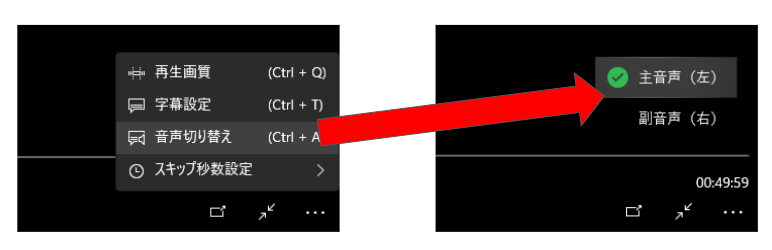 「音声切り替え」メニューの説明